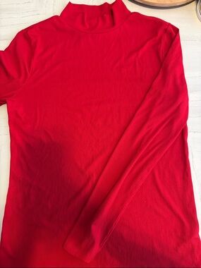 No Boundaries Vibrant Red Ribbed Mock Neck Top